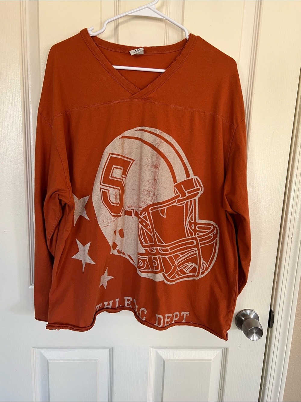 Urban Outfitters Burnt Orange Football Jersey Graphic Tee